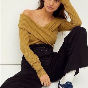 Free people off the shoulder waffle knit top